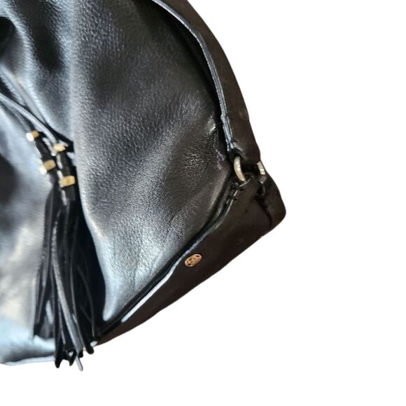 Vintage Juicy Couture Handbag Purse Black Leather w/ Gold Accents Shoulder - Picture 6 of 15